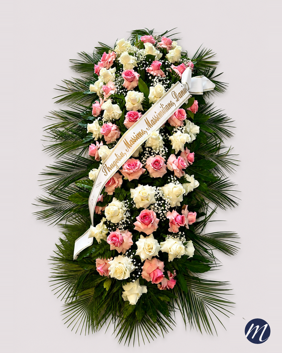 Copribara di rose rosa e bianche