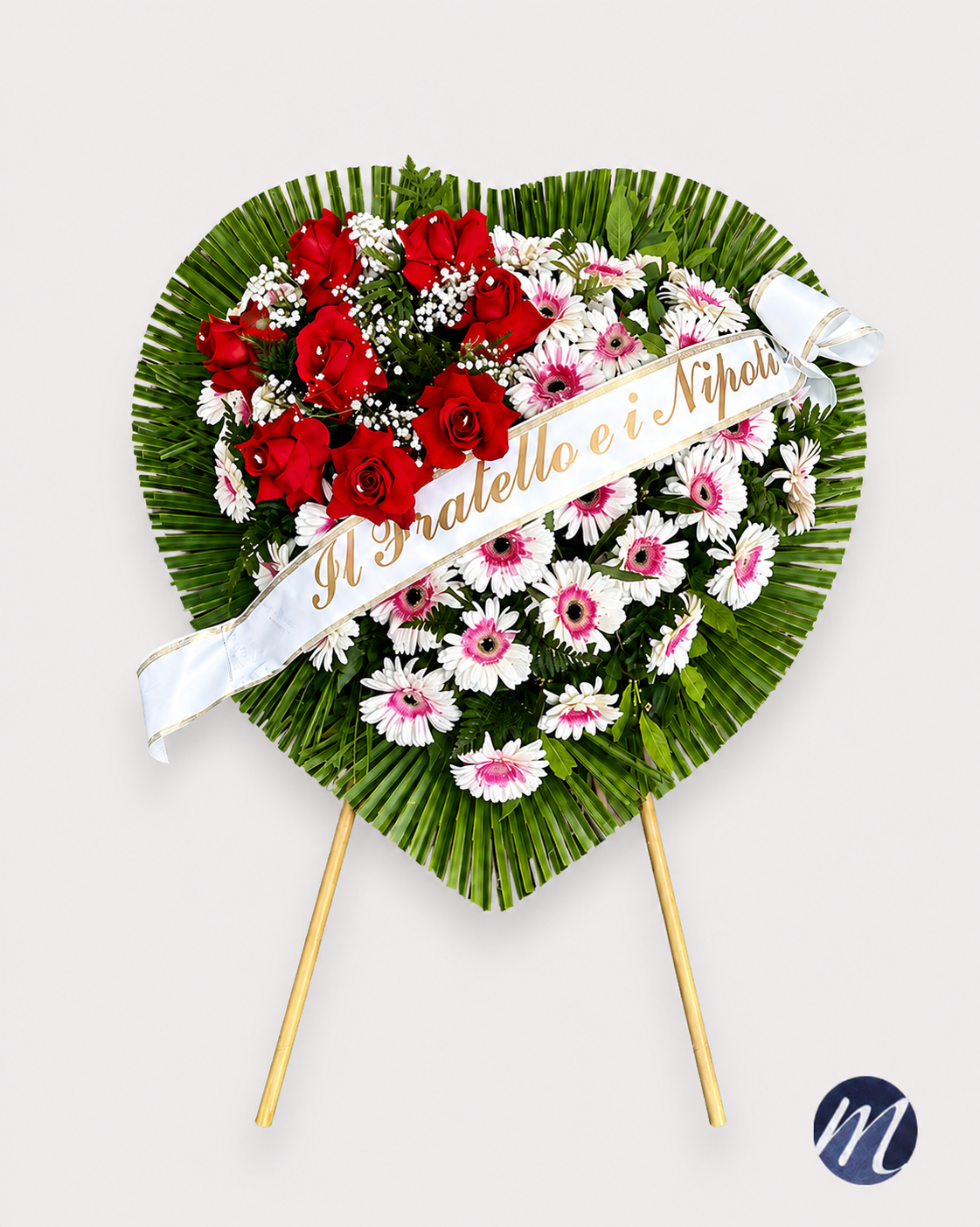 Cuore di gerbere e rose rosse